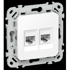Розетка 2-местная компьютерная RJ45 категория 6 UTP РК6-2-0-ФлБ белый FLITE
