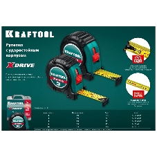 Рулетка KRAFTOOL X-Drive 5м / 25мм с ударостойким обрезиненным корпусом