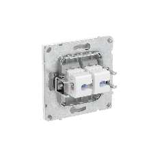Компьютерная розетка RJ-45 без шторки, кат.5е двойная, KANT, белая магнолия