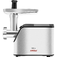 Мясорубка электрическая ARESA AR-2107 серебристый, 2500 Вт, 2.8 кг/мин, реверс, защита от перегрузки, насадки - 5