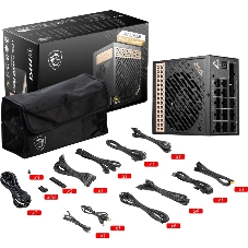 Блок питания MSI MEG Ai1300P (306-7ZP4A11-CE0), 1300Вт, 80 PLUS Platinum, 120мм, модульный, черный/золотой