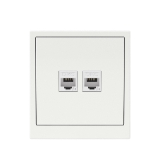 Компьютерная розетка RJ-45 без шторки, кат.5е двойная, KANT, белая магнолия
