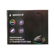 Микрофон настольный конденсаторный Gembird M-05RGB, подсветка RGB, черный