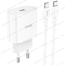 Блок питания (сетевой адаптер) HOCO C94A Metro 1xUSB-C с кабелем Type-C-Type-C, 3.0A, 20W, белый