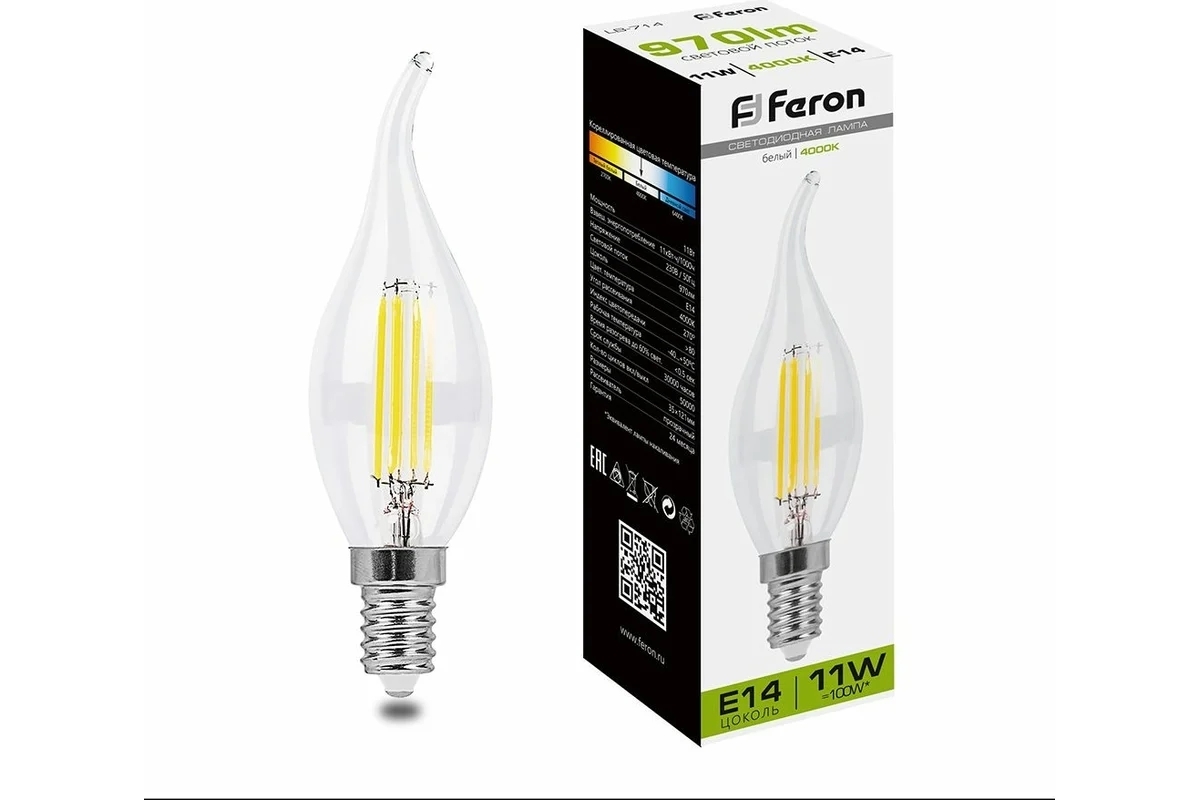 Лампа светодиодная Feron LB-714 11W 230V E14 4000K прозрачная