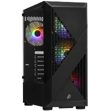 Компьютерный корпус 1STPLAYER FIREROSE F3-A черный ATX, TG 4x120мм LED fans inc. F3-A-BK-4F1