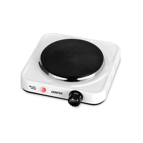 Плита настольная электрическая Centek CT-1506 белый, 1 кВт, ТЭН, конфорки - 1, эмаль, поворотные переключатели