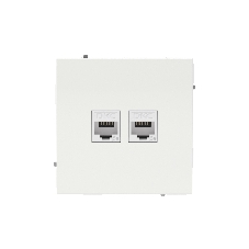 Компьютерная розетка RJ-45 без шторки, кат.5е двойная, KANT, белая магнолия