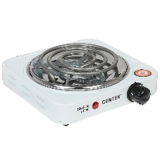 Плита настольная электрическая Centek CT-1508 белый, 1 кВт, ТЭН, конфорки - 1, эмаль, поворотные переключатели
