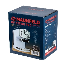 Кофеварка рожковая Maunfeld MF-735WH PRO белый, исп. кофе - молотый, 1.25 л, 1100 Вт, 15 бар