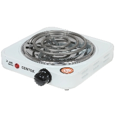 Плита настольная электрическая Centek CT-1508 белый, 1 кВт, ТЭН, конфорки - 1, эмаль, поворотные переключатели
