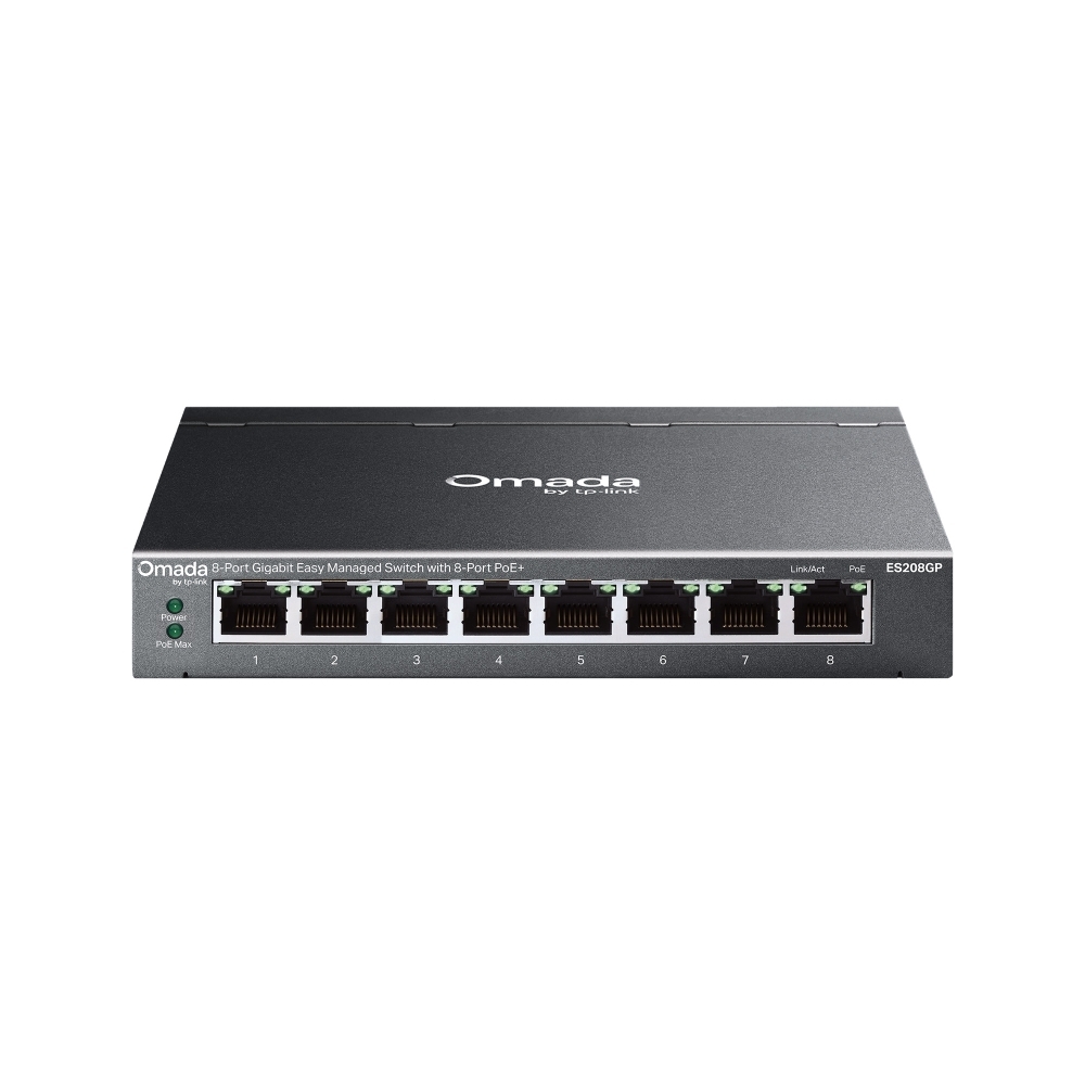 Коммутатор TP-Link Omada ES208GP, 8×1 Гбит/с PoE+, настраиваемый