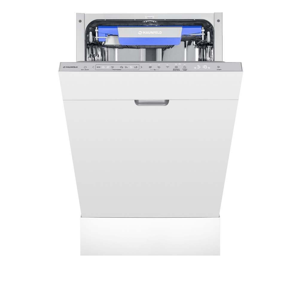 Встраиваемая посудомоечная машина Maunfeld MLP45330T Smart Beam Inverter Wi-Fi, белый, 44.8 см, 10 компл., 44 дБ, класс A+++