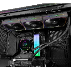 Система жидкостного охлаждения Thermalright Frozen Horizon 360 Digital (360мм, LED temp., Black, ARGB/Fans: 3x120мм, 68.9CFM, 28.2dBA, 2000RPM/Pump height 53.2мм, Rad thickness 27мм/S: 1700, 1200, 1851, 115X, AM5, AM4)