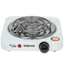 Плита настольная электрическая Centek CT-1508 белый, 1 кВт, ТЭН, конфорки - 1, эмаль, поворотные переключатели