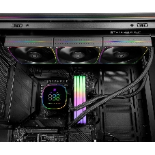 Система жидкостного охлаждения Thermalright Frozen Horizon 360 Digital (360мм, LED temp., Black, ARGB/Fans: 3x120мм, 68.9CFM, 28.2dBA, 2000RPM/Pump height 53.2мм, Rad thickness 27мм/S: 1700, 1200, 1851, 115X, AM5, AM4)
