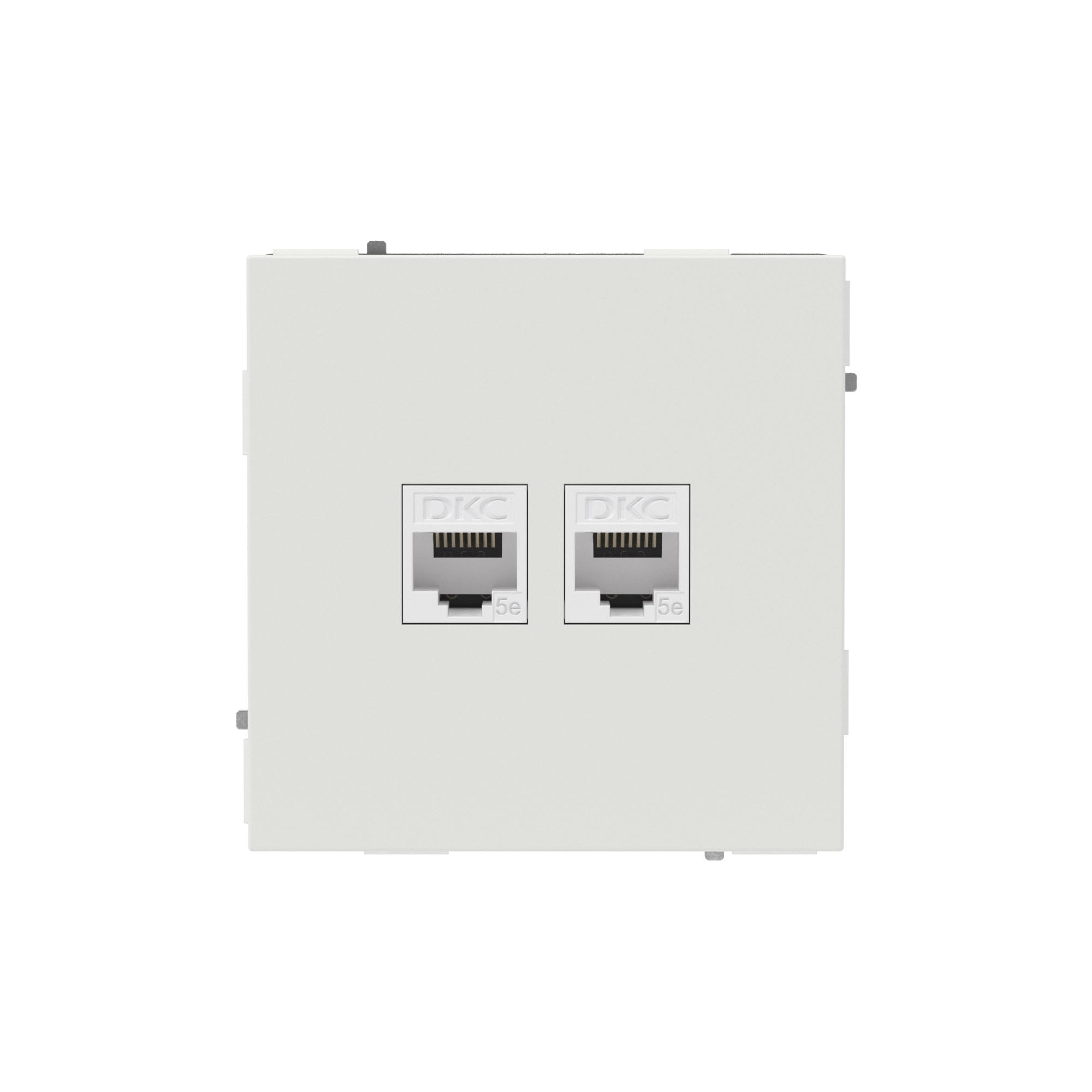 Компьютерная розетка RJ-45 без шторки, кат.5е двойная, KANT, белый песок
