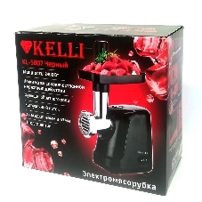 Мясорубка электрическая KELLI KL-5007 черный, 2400 Вт, 3.0 кг/мин, реверс, защита от перегрузки, насадки - 2