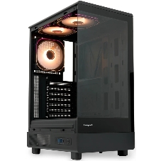 Компьютерный корпус HSPD F510, Panoramic Mid Tower, черный, TG, 0.5 SPCC, 3x120мм ARGb ATX, mATX, mITX 180/280/160мм 1x2.5