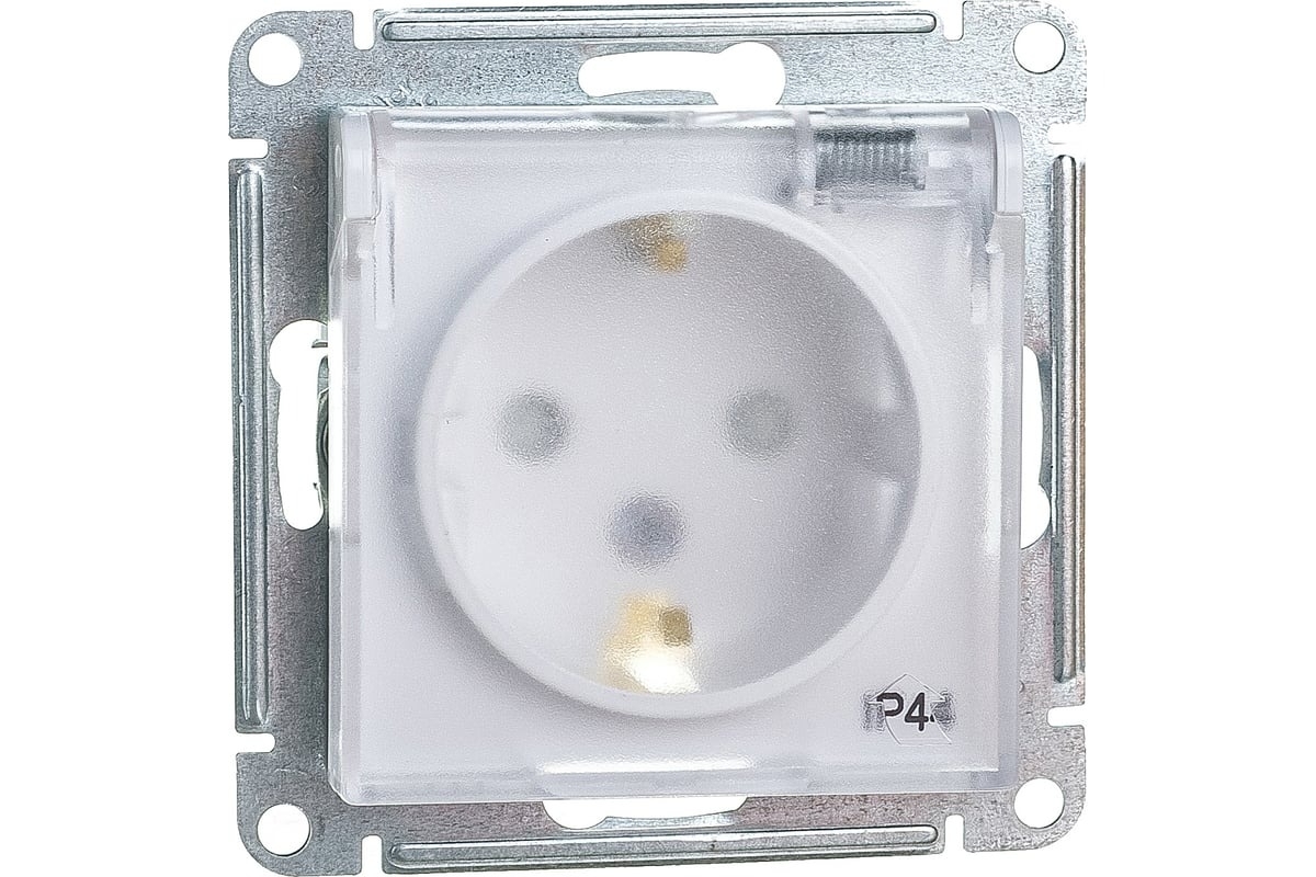 Механизм розетки 1-м СП AtlasDesign AQUA с заземл. защ. шторки с защ. крышкой 16А IP44 белый, SchE ATN440146