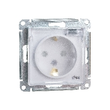 Механизм розетки 1-м СП AtlasDesign AQUA с заземл. защ. шторки с защ. крышкой 16А IP44 белый, SchE ATN440146