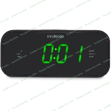 Радиобудильник Hyundai H-RCL221 черный LCD подсв:зеленая часы:цифровые FM