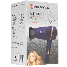 Промо_Фен BRAYER BR3025 синий/золотистый, 1400 Вт, компактный