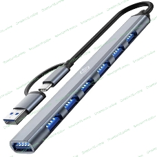 USB-концентратор Digma DHUB-7USB-AC-2.0, USB-C + USB-A, USB 2.0 7 портов, USB