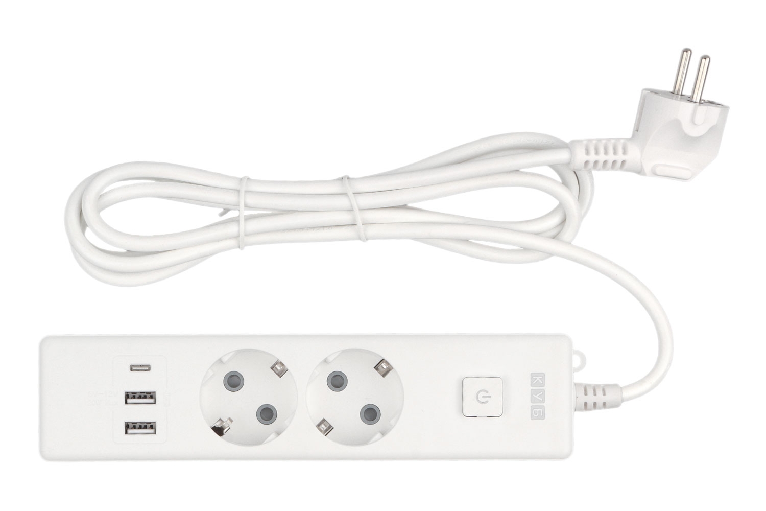 Бытовой удлинитель PowerCube, 2 р с/з вык.,3USB, 3500 Вт, 16А, 1.9 м, 3x1,0 (белый) PC-4-2M