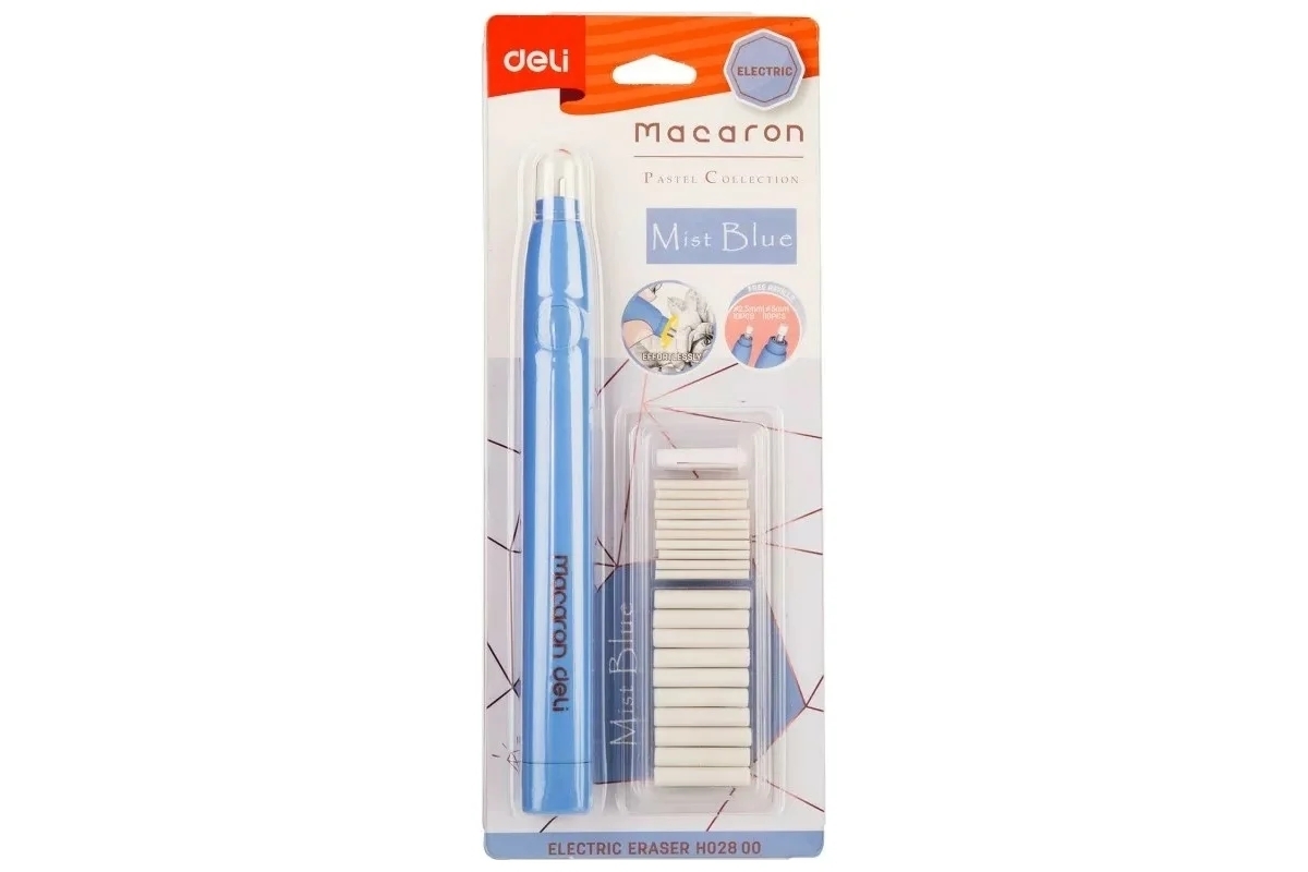Ластик Deli EH02800 Macaron 178х17х18мм, ассорти блистер