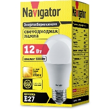 Лампа светодиодная Navigator NLL-A60-12-230-2.7K-E27 (Standard) 12 Вт грушевидная 2700К тепл. белый E27 900лм 176-264В