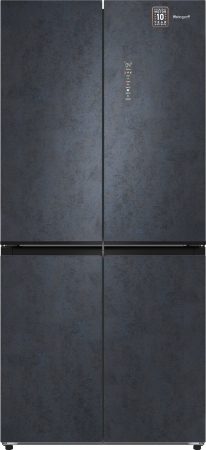 Холодильник Weissgauff WCD 450 Rock Glass NoFrost Inverter графит темный трехкамерный 287/163л морозилка снизу, No Frost, Side by Side