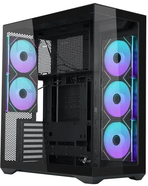 Корпус ATX Eurocase M4801 black, без БП, закаленное стекло 2 стороны