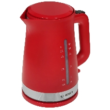 Электрочайник Bosch TWK4M224 красный, 1.7 л, 2200 Вт, скрытый нагревательный элемент