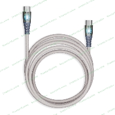 Кабель Smartbuy для зарядки и передачи данных, прозрачные наконечники TYPE C - TYPE C, 3А, нейл., серый, 1 м, IK-3112FCTRANSP-GRAY