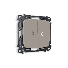 Комплект механизма 2-кл проходного выключателя с подсветкой 5600K OMEGA Серо-бежевый матовый QUANT (OP3640, VM120, G25W) MO364035