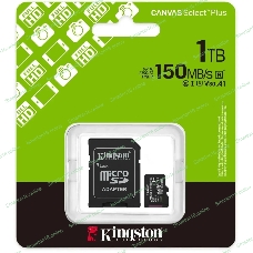 Флеш карта microSDXC 1Tb Kingston SDCS3/1Tb Canvas Select Plus + adapter