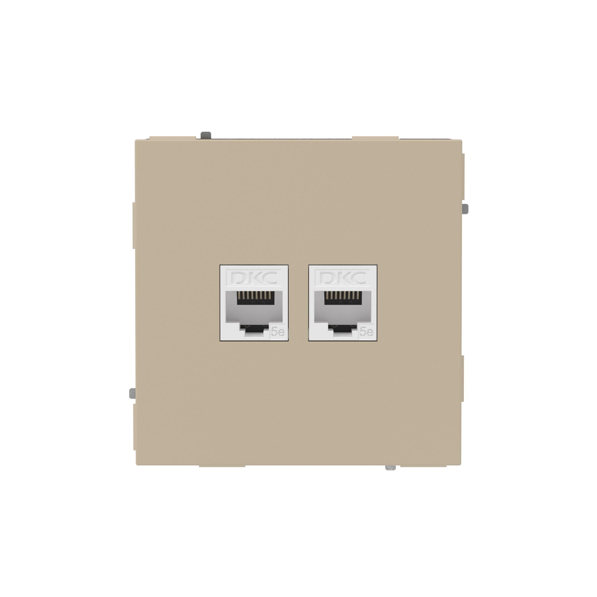Компьютерная розетка RJ-45 без шторки, кат.5е двойная, KANT, ванильный марципан