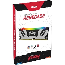Оперативная память Kingston Fury Renegade, DDR5, 64GB (2x32 GB), 6400 MHz, CL32, DIMM, радиатор, RGB, серебристый/черный