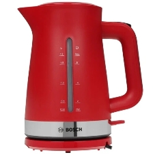 Электрочайник Bosch TWK4M224 красный, 1.7 л, 2200 Вт, скрытый нагревательный элемент