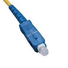 Патч-корд оптический Cabeus Tight Buffer, Simplex SC/LC, OS2 9/125, LSZH, 3м, Ø 3мм, синий хвостовик, желтый