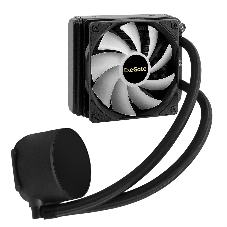 Комплект жидкостного охлаждения ExeGate BlackWater-120V3.PWM.ARGb (3 PIN 5V ADDRESSABLE RGb подсветка, LGA2066/2011/1366/1150/1151/1155/1156/1200/1700/1851/AM4/AM5/FM1/FM2/FM2+/AM2/AM2+/AM3/AM3+, TDP 150W, Fan 120мм 4pin PWM 600-1800RPM Hydro bearing, помпа 3pin 2700RPM, макс. шум 37db, с термопастой, на винтах, черный, Color Box)