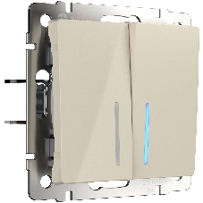 Выключатель двухклавишный проходной с подсветкой WERKEL (слоновая кость) W1122103