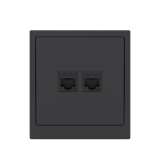 Компьютерная розетка RJ-45 без шторки, кат.5е двойная, KANT, черный уголь