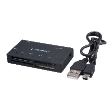 Кард-ридер Gembird FD2-MSD-4/черный/SD/TF/MicroSD/XD/MS/M2/CF/USB 2.0/пластик
