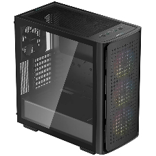 Компьютерный корпус Deepcool CK560 без БП, боковое окно (закаленное стекло), 3xARGB LED 120мм вентилятора спереди и 1x140мм вентилятор сзади, черный, ATX