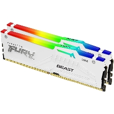 Оперативная память Kingston Fury Beast, DDR5, 32Gb (2x16GB), 5600MHz, CL36, DIMM, радиатор, RGB, белый