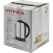Электрочайник SUPRA KES-1821 серебристый/черный, 1.8 л, 1500 Вт, скрытый нагревательный элемент