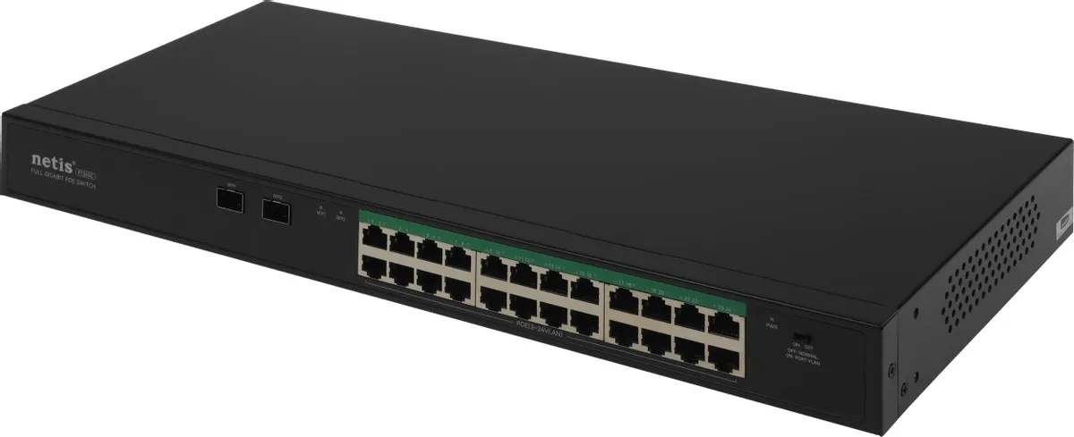 Коммутатор Netis P124GC, 24×1 Гбит/с PoE+ + 2×1 Гбит/с SFP, неуправляемый