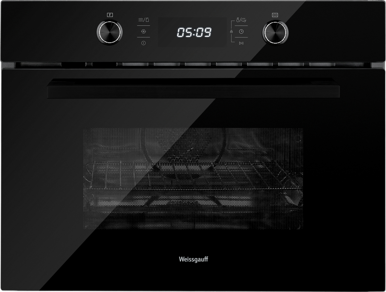 Духовой шкаф компактный с СВЧ встраиваемый Weissgauff OE 449 PDB Black Edition черный